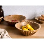 Sada 2 dekorativních misek hnědá mangové dřevo ruční výroba malované na ovoce rustikální styl kuchyně jídelna Beliani