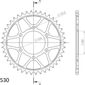 Řetězová sada pro motocykl Řetězová rozeta SUPERSPROX RFE-488:42-BLK černý 42 zubů, 530