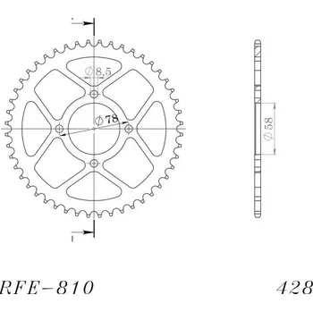 Řetězová sada pro motocykl Řetězová rozeta SUPERSPROX RFE-810:49-BLK černý 49 zubů, 428