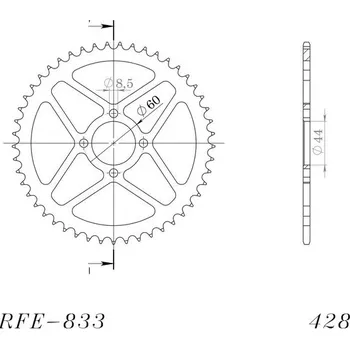 Řetězová sada pro motocykl Řetězová rozeta SUPERSPROX RFE-833:49-BLK černý 49 zubů, 428