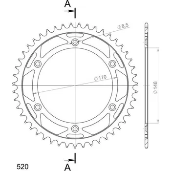 Řetězová sada pro motocykl Řetězová rozeta SUPERSPROX RFE-828:47-BLK černý 47 zubů, 520