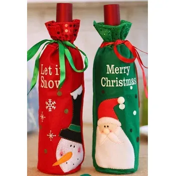 Vánoční dekorace VERK GROUP Vánoční dekorační obal na lahev HJ-28 - sněhulák