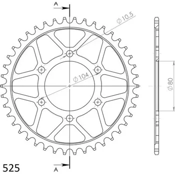 Řetězová sada pro motocykl Řetězová rozeta SUPERSPROX RFE-1489:42-BLK černý 42 zubů, 525