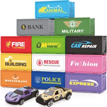 Dřevěná hračka Wiky Vehicles Kontejnerové město 6 kontejnerů 12,5 cm