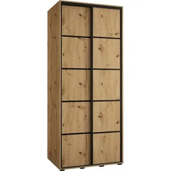 Šatní skříň Šatní skříň s posuvnými dveřmi DAVOS 4, 100cm | DUB Artisan / černé pojezdy