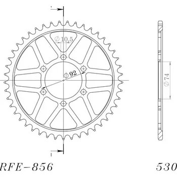 Řetězová sada pro motocykl Řetězová rozeta SUPERSPROX RFE-856:45-BLK černý 45 zubů, 530