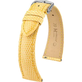 Řemínek na hodinky Kožený řemínek Hirsch London L 04366073-2, žlutý, ještěrčí kůže, délka L, Quick Release - 22 mm