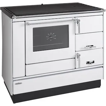 Sporák na tuhá paliva KVS Moravia TP 9100 s výměníkem bílý levý chromované doplňky, stříkaná plotna (VSP 9100.1412-VOP)