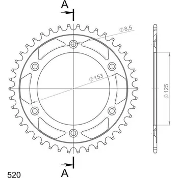 Řetězová sada pro motocykl Řetězová rozeta SUPERSPROX RFE-210:42-BLK černý 42 zubů, 520