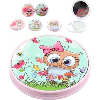 Kosmetické zrcátko Zrcátko kapesní sovičky rozkládací kulaté oboustranné 5 druhů