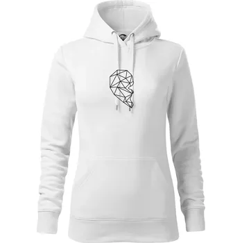 Dámská mikina Párovy motiv srdce geometrie - ONA - Mikina dámská Cape s kapucí - XL ( Bílá )