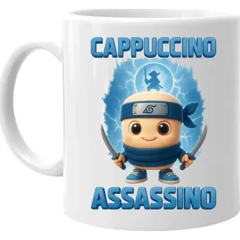Žertovný předmět Cappuccino Assassino Baby - Italian Brainrot - ninja kelímek - hrnek s potiskem- Tričkový.cz