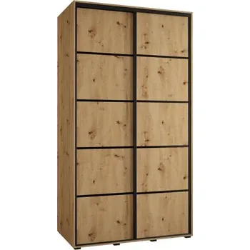 Šatní skříň Šatní skříň s posuvnými dveřmi DAVOS 4, 140cm | DUB Artisan / černé pojezdy