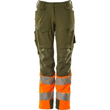 Dámské kalhoty MASCOT® Kalhoty s kolenními kapsami Mechově zelená/Hi-vis oranžová Velikost: 42