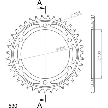 Řetězová sada pro motocykl Řetězová rozeta SUPERSPROX RFE-859:39-BLK černý 39 zubů, 530