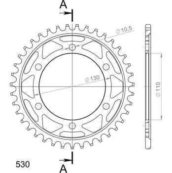 Řetězová sada pro motocykl Řetězová rozeta SUPERSPROX RFE-479:39-BLK černý 39 zubů, 530