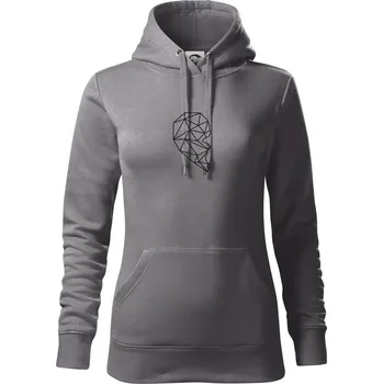 Dámská mikina Párovy motiv srdce geometrie - ONA - Mikina dámská Cape s kapucí - M ( Ocelově šedá )
