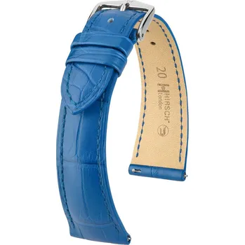 Řemínek na hodinky Kožený řemínek Hirsch London 04307185-2, modrý, aligátoří kůže, Quick Release - 14 mm
