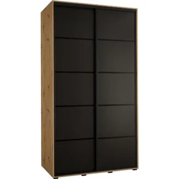 Šatní skříň Šatní skříň s posuvnými dveřmi DAVOS 4, 140cm | DUB Artisan / černá / černé pojezdy