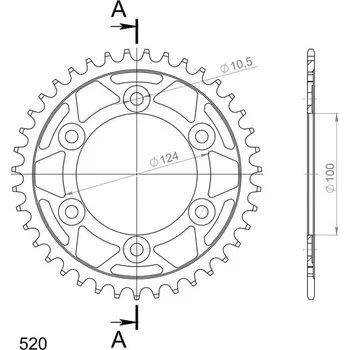 Řetězová sada pro motocykl Řetězová rozeta SUPERSPROX RFE-735:39-BLK černý 39 zubů, 520