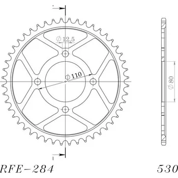 Řetězová sada pro motocykl Řetězová rozeta SUPERSPROX RFE-284:46-BLK černý 46 zubů, 530