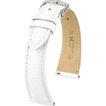 Řemínek na hodinky Kožený řemínek Hirsch London L 04366000-2, bílý, ještěrčí kůže, délka L, Quick Release - 20 mm