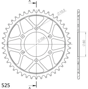 Řetězová sada pro motocykl Řetězová rozeta SUPERSPROX RFE-1489:43-BLK černý 43 zubů, 525