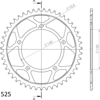 Řetězová sada pro motocykl Řetězová rozeta SUPERSPROX RFE-1792:47-BLK černý 47 zubů, 525