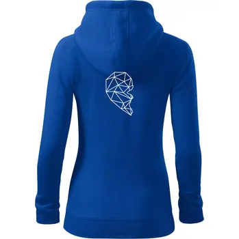 Dámská mikina Párovy motiv srdce geometrie - ONA - Dámská mikina trendy zipper s kapucí - 2XL ( Královská modrá )
