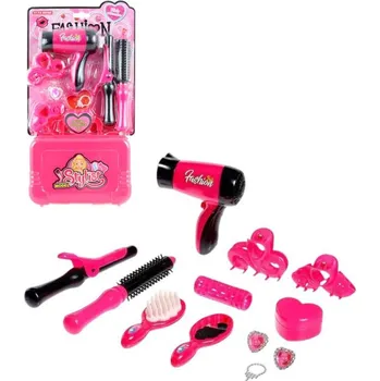 dětské šminky a malovátka Kadeřnický velký herní set s fénem a kulmou v kufříku plast