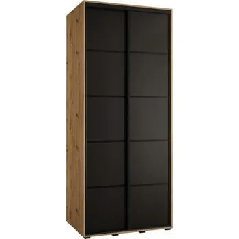 Šatní skříň Šatní skříň s posuvnými dveřmi DAVOS 4, 120cm | DUB Artisan / černá / černé pojezdy