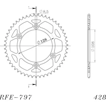 Řetězová sada pro motocykl Řetězová rozeta SUPERSPROX RFE-797:51-BLK černý 51 zubů, 428
