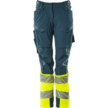 Dámské kalhoty MASCOT® Kalhoty s kolenními kapsami Tmavě petrolejová/hi-vis žlutá Velikost: 34
