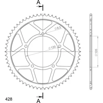 Řetězová sada pro motocykl Řetězová rozeta SUPERSPROX RFE-26:62-BLK černý 62 zubů, 428
