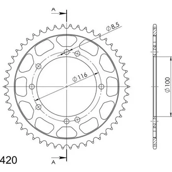 Řetězová sada pro motocykl Řetězová rozeta SUPERSPROX RFE-457:50-BLK černý 50 zubů, 420
