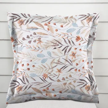 Povlak na dekorativní polštářek Dekorační povlak na polštář s lemem Leona LN-163 Podzimní větvičky na bílém 40 x 40 cm