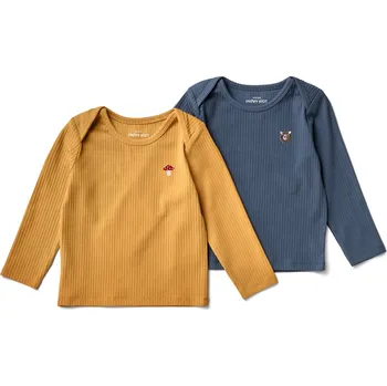 701517 - Tchibo - Trika s dlouhým rukávem a žebrovanou strukturou pro miminka - pro miminko - vel. 50/56 - barva: modrá