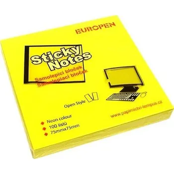 Samolepící bloček Samolepicí bloček Neon - 75 x 75 mm - žlutý