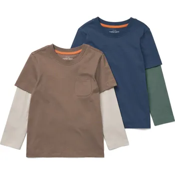 Chlapecká mikina 702135 - Tchibo - Dětská trika s dlouhým rukávem 2 v 1 - pro kluky - vel. 110/116 - barva: modrá