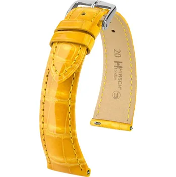 Módní doplněk Kožený řemínek Hirsch London 04307173-2, žlutý, aligátoří kůže, Quick Release - 14 mm
