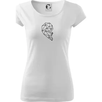 Dámské tričko Párovy motiv srdce geometrie - ONA - Dámské triko Pure - S ( Bílá )