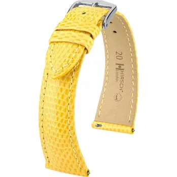 Řemínek na hodinky Kožený řemínek Hirsch London L 04366072-2, žlutý, ještěrčí kůže, délka L, Quick Release - 19 mm