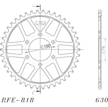 Řetězová sada pro motocykl Řetězová rozeta SUPERSPROX RFE-818:42-BLK černý 42 zubů, 630