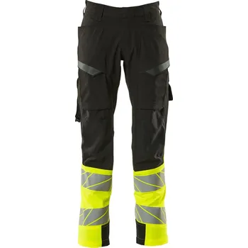 MASCOT® Kalhoty s kapsami na stehnech Černá/hi-vis žlutá Velikost: 50