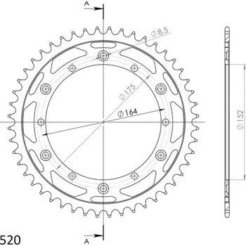 Řetězová sada pro motocykl Řetězová rozeta SUPERSPROX RFE-853:48-BLK černý 48 zubů, 520