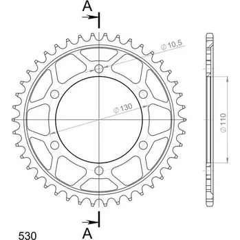 Řetězová sada pro motocykl Řetězová rozeta SUPERSPROX RFE-479:42-BLK černý 42 zubů, 530