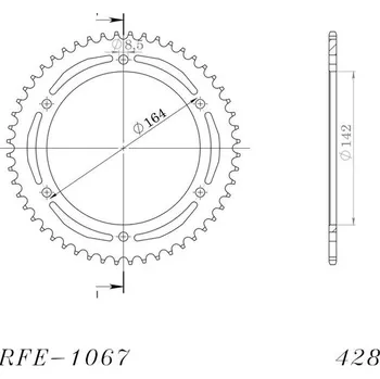 Řetězová sada pro motocykl Řetězová rozeta SUPERSPROX RFE-1067:52-BLK černý 52 zubů, 428