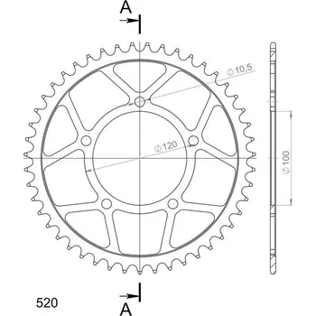 Řetězová sada pro motocykl Řetězová rozeta SUPERSPROX RFE-703:47-BLK černý 47 zubů, 520