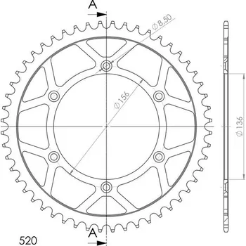 Řetězová sada pro motocykl Řetězová rozeta SUPERSPROX RFE-1512:51-BLK černý 51 zubů, 520