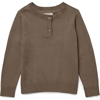 Dívčí svetr 702314 - Tchibo - Dětský pletený svetr henley - pro ženy - vel. 122/128 - barva: hnědá